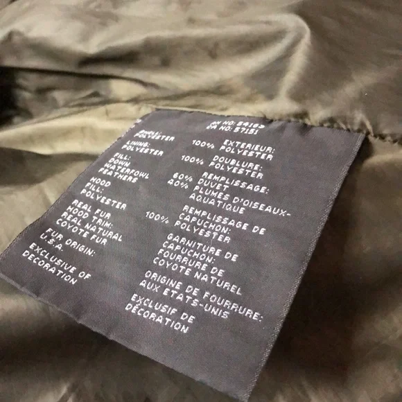 Down/genuine fur trimmed Olive Jacket, S - Picture 3 of 4